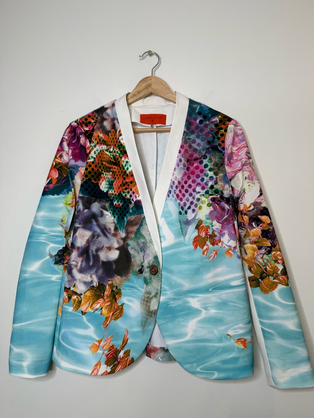 Clover Canyon Ready to Wear Vibrant Art Piece Artistic Abstract Floral Blazer